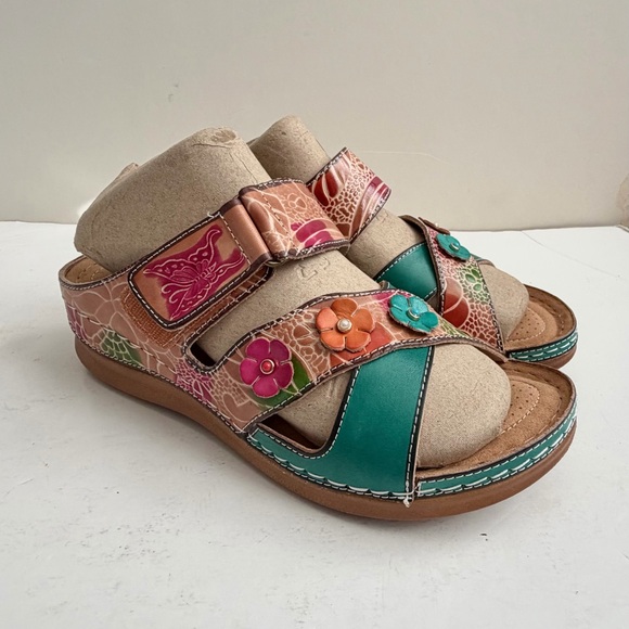 NWOT Spring Step L'Artiste Rayna PillowSoft Floral Slide Wedge Sandal EU 40 US 9 - Picture 4 of 13